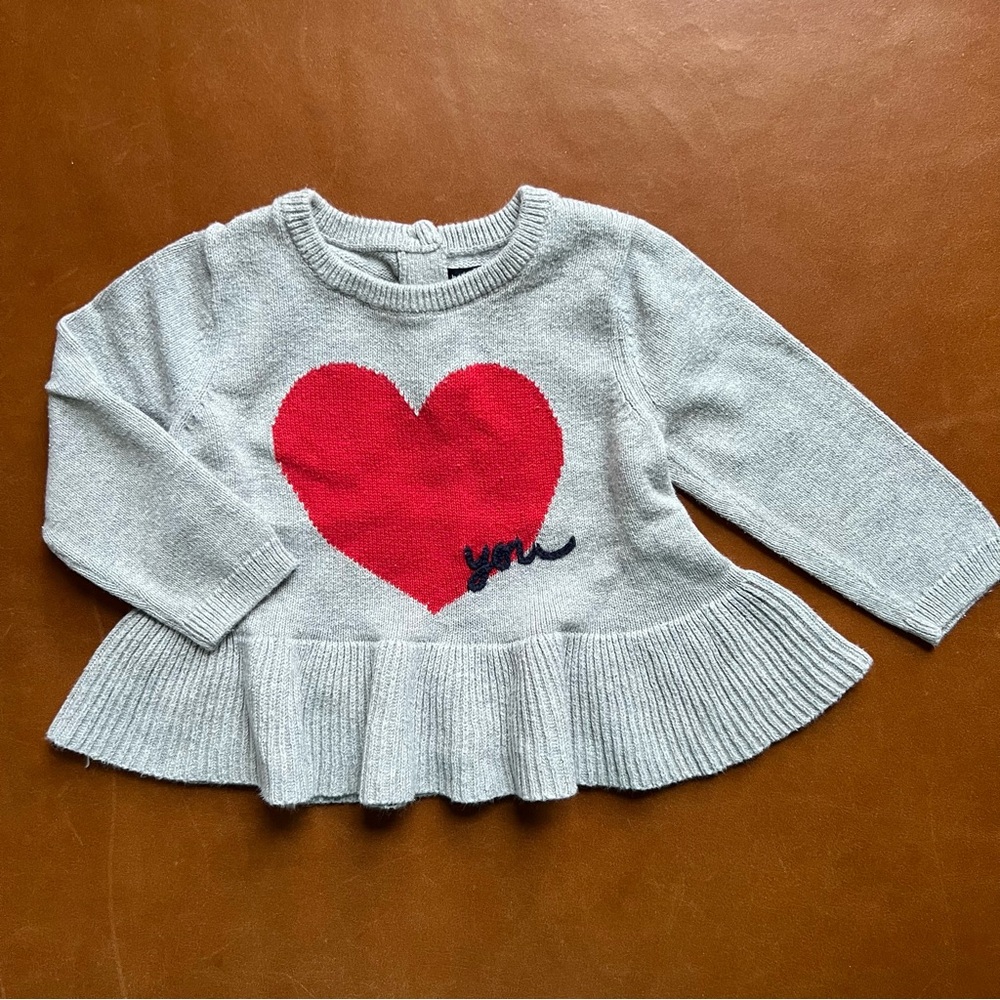 GAP Baby Heart Cotton Peplum Sweater, 6-12mo
